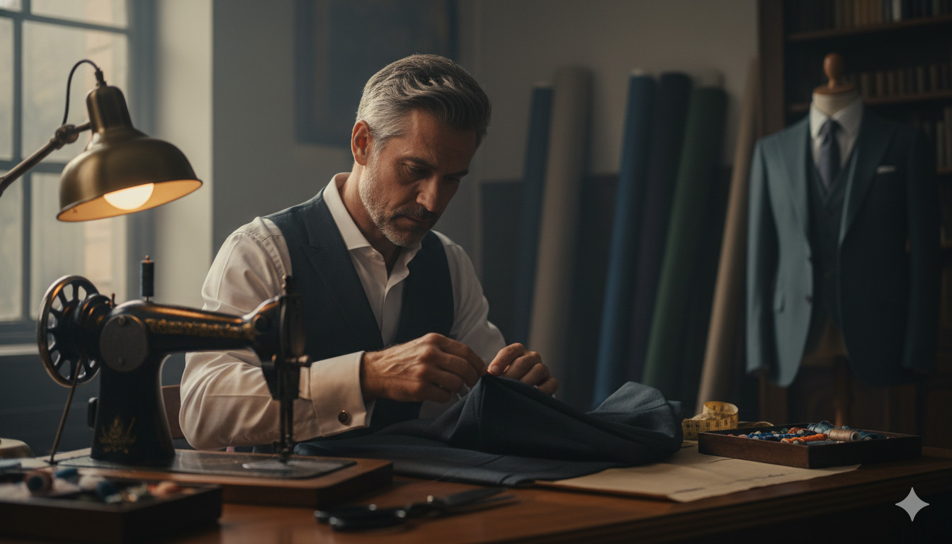 Professional tailor at work